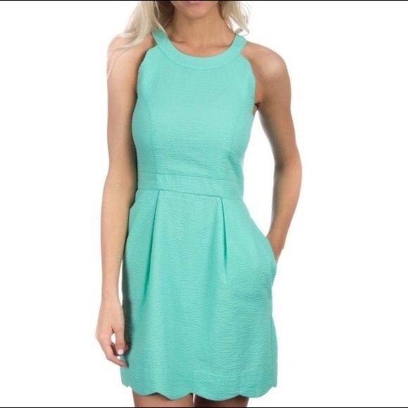 Lauren James Landry Seersucker Dress Lagoon Small NWT